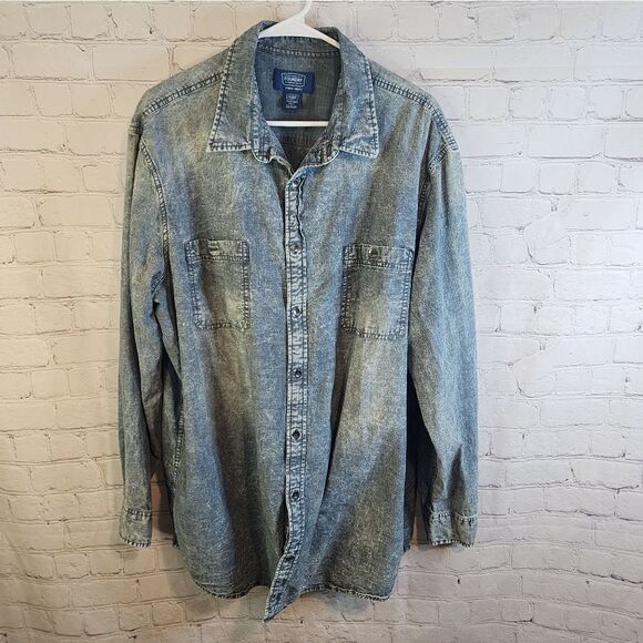 Men's The Foundry Supply Co longsleeve button-up denim shirt, size 2XLT - Picture 1 of 3